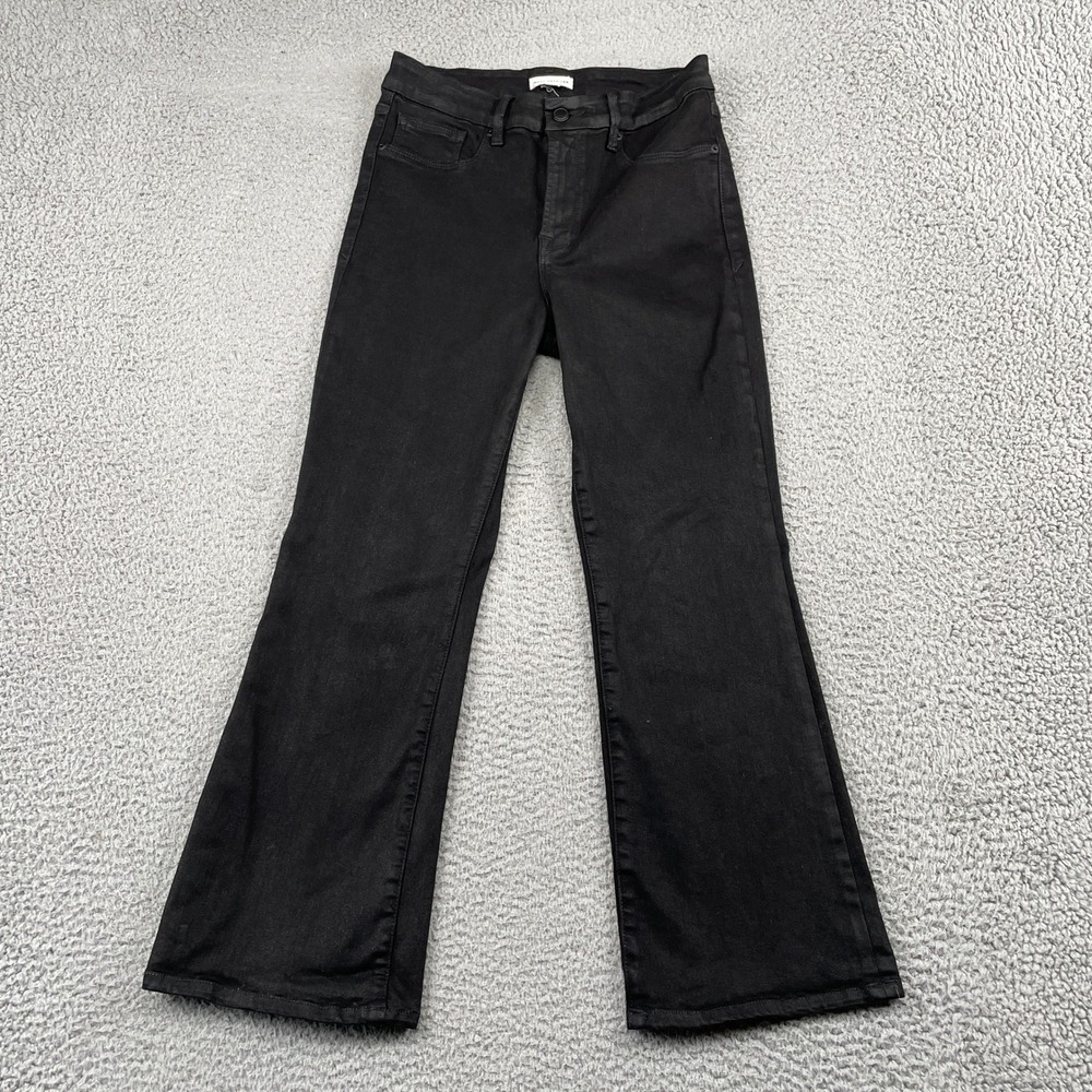 Good American Jeans Womens 8/29 Black Good Legs Mini Boot High Rise Crop